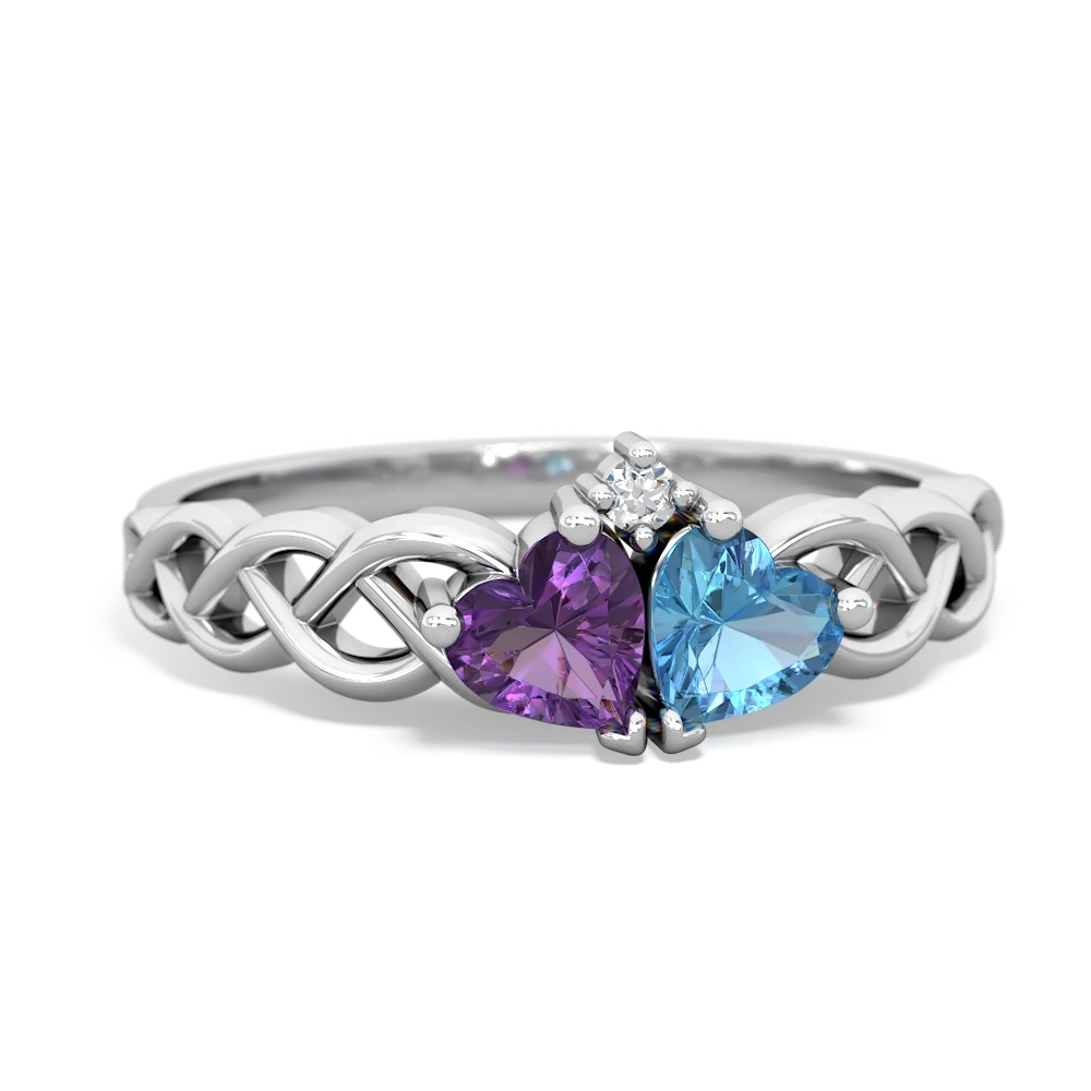 Amethyst Heart To Heart Braid 14K White Gold ring R5870