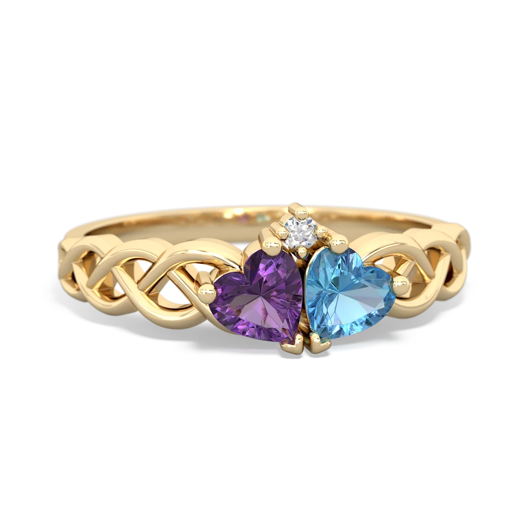 Amethyst Heart To Heart Braid 14K Yellow Gold ring R5870