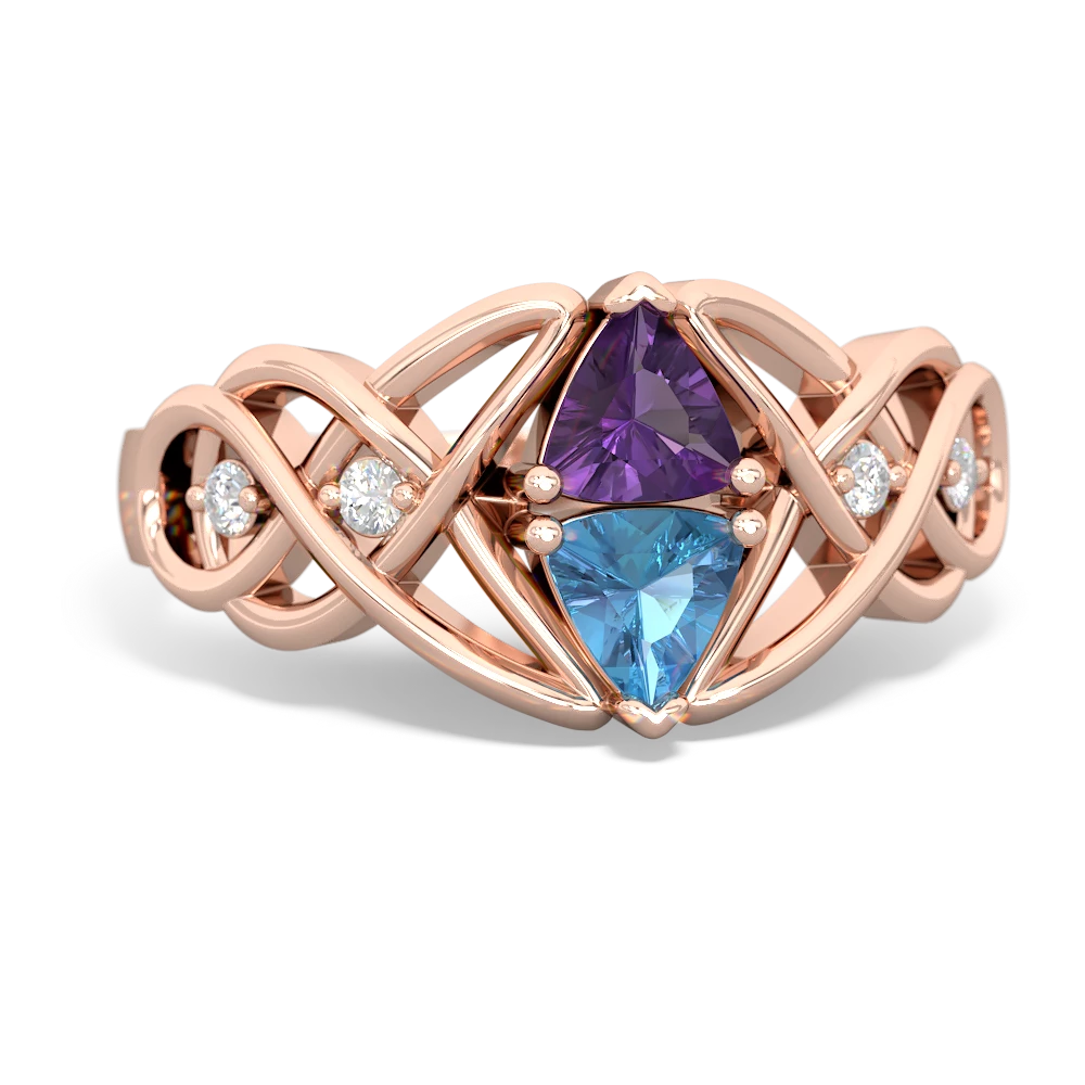 Amethyst Keepsake Celtic Knot 14K Rose Gold ring R5300