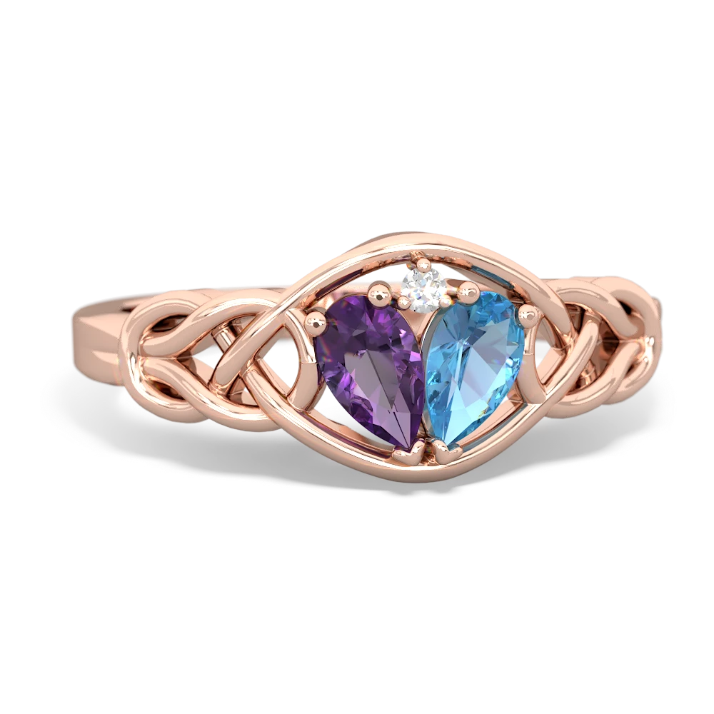 Amethyst Celtic Love Knot 14K Rose Gold ring R5420