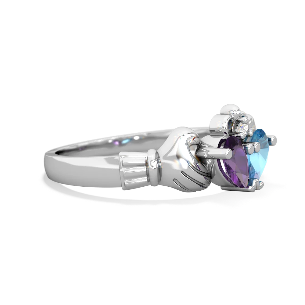 Amethyst 'Our Heart' Claddagh 14K White Gold ring R2388