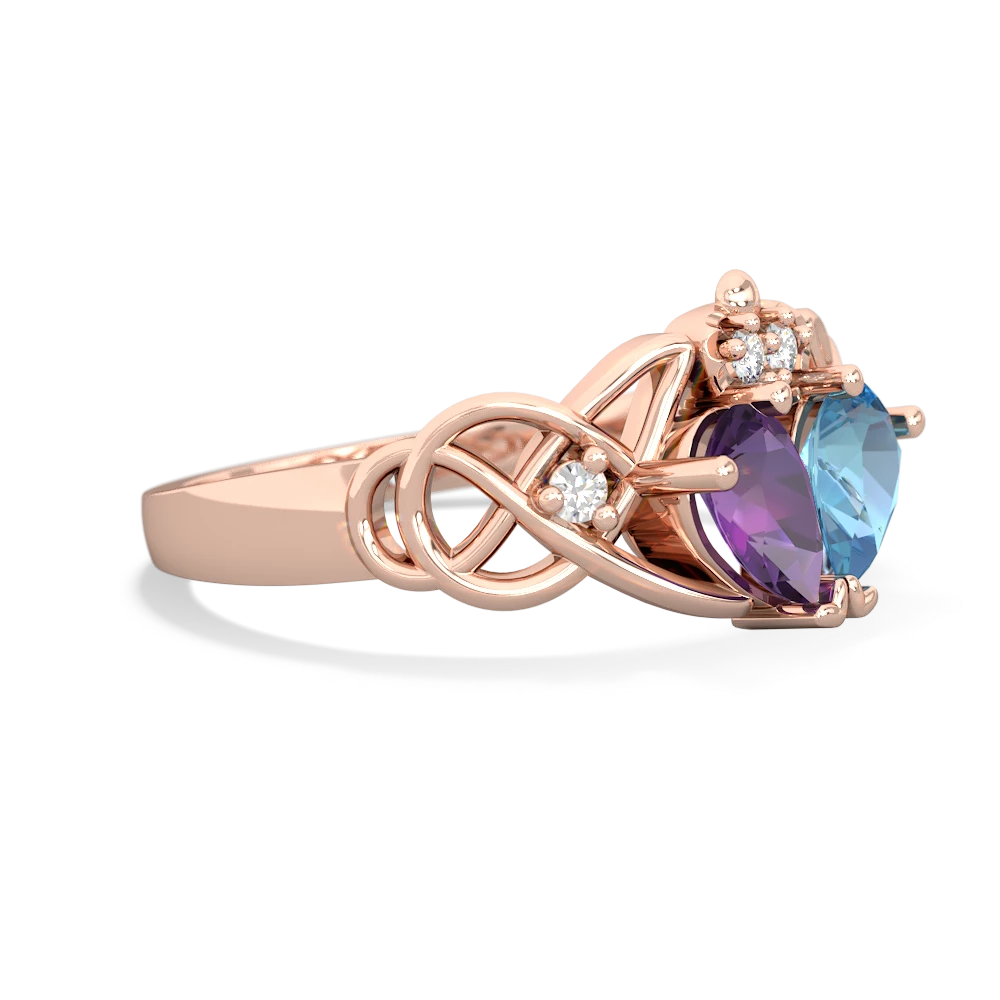 Amethyst 'One Heart' Celtic Knot Claddagh 14K Rose Gold ring R5322