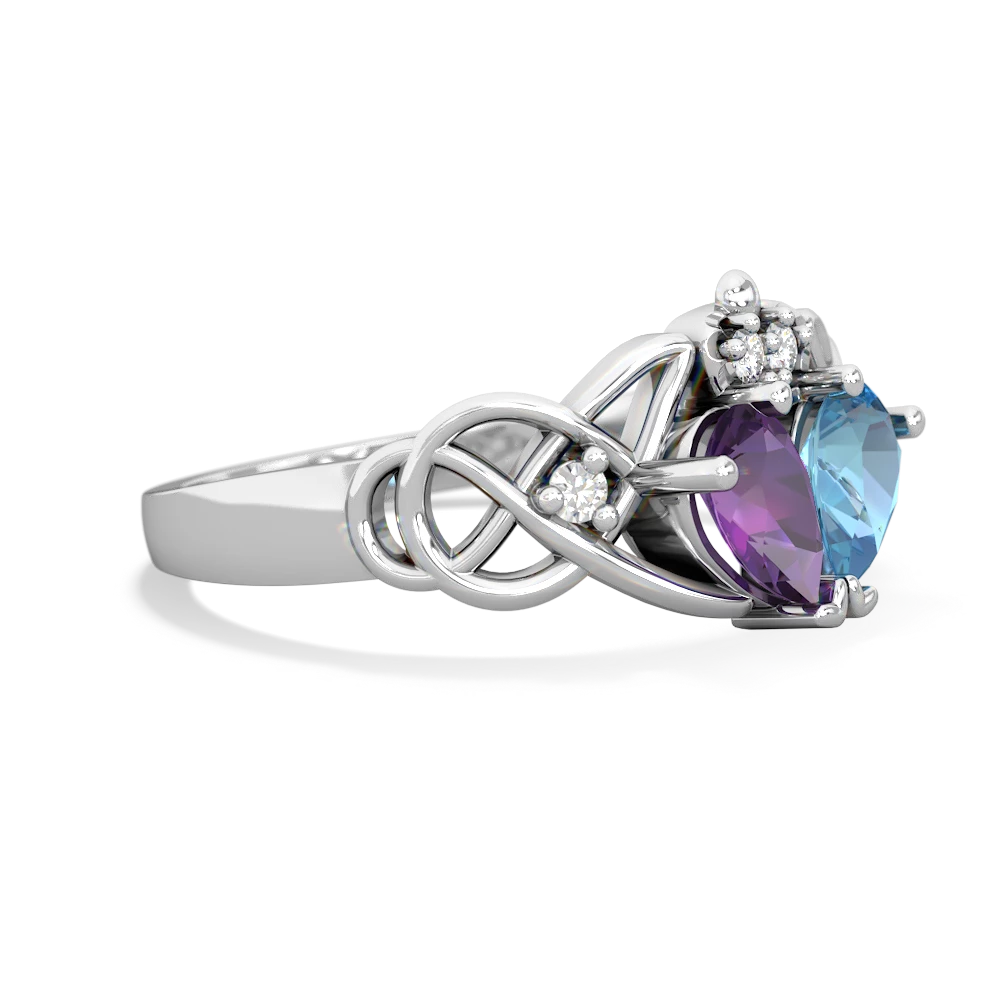 Amethyst 'One Heart' Celtic Knot Claddagh 14K White Gold ring R5322