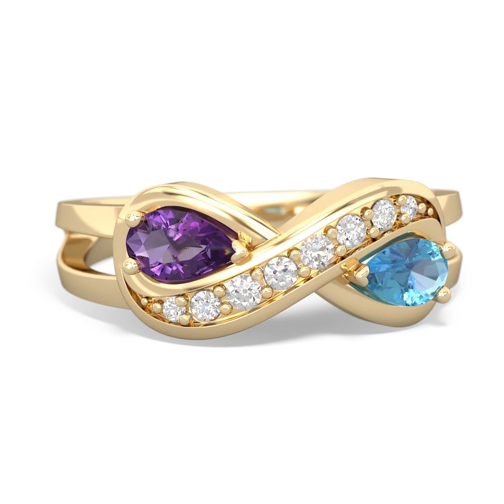 Amethyst Diamond Infinity 14K Yellow Gold ring R5390