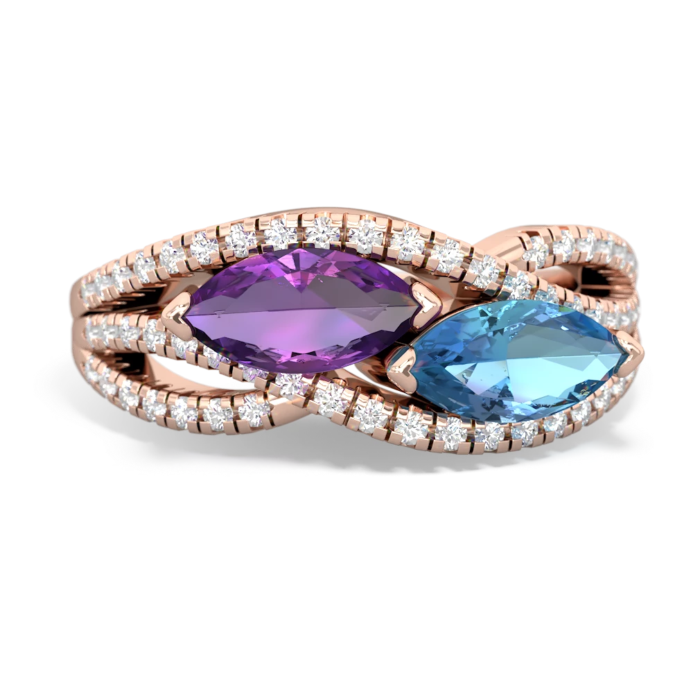 Amethyst Diamond Rivers 14K Rose Gold ring R3070