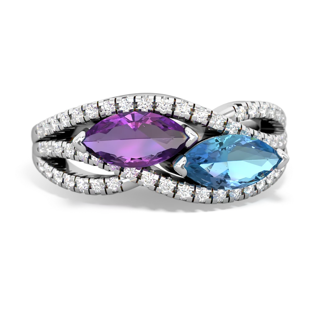 Amethyst Diamond Rivers 14K White Gold ring R3070