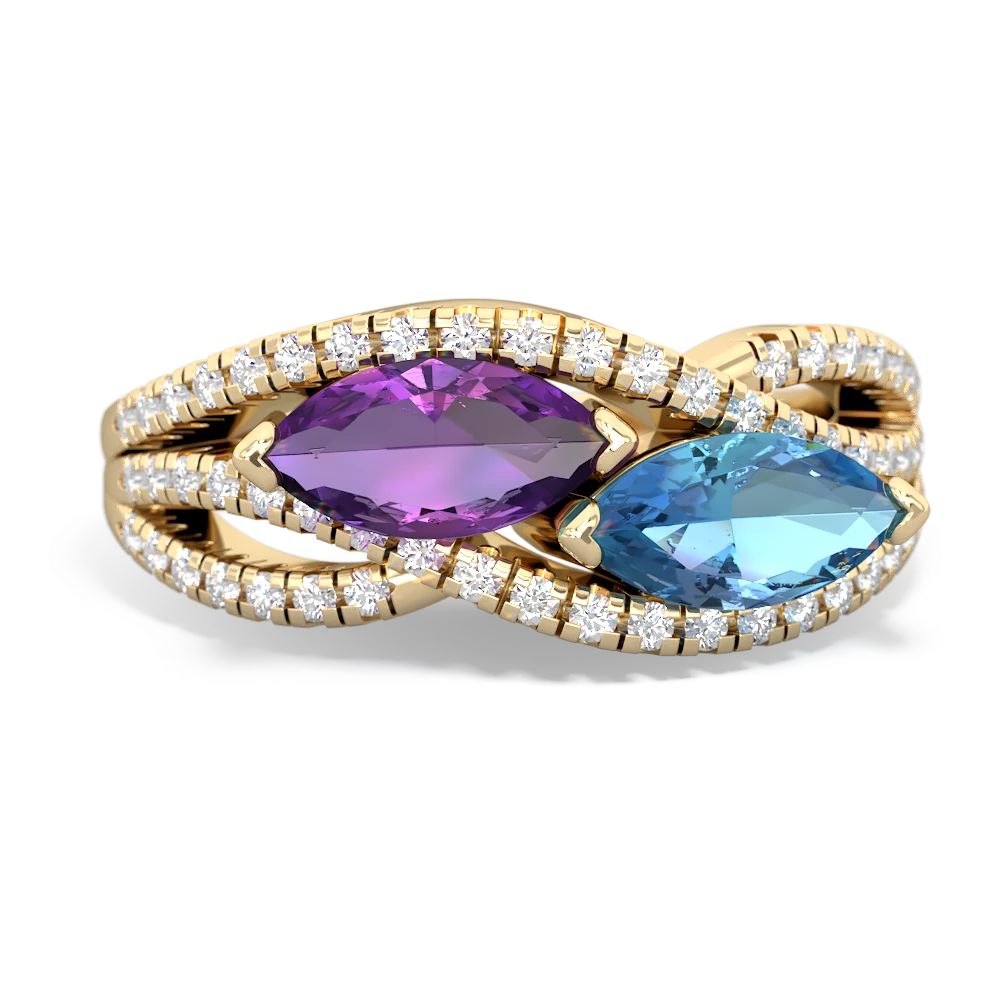 Amethyst Diamond Rivers 14K Yellow Gold ring R3070