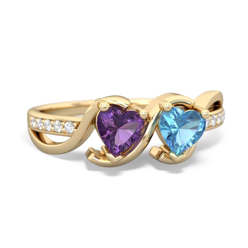 Amethyst Side By Side 14K Yellow Gold ring R3090