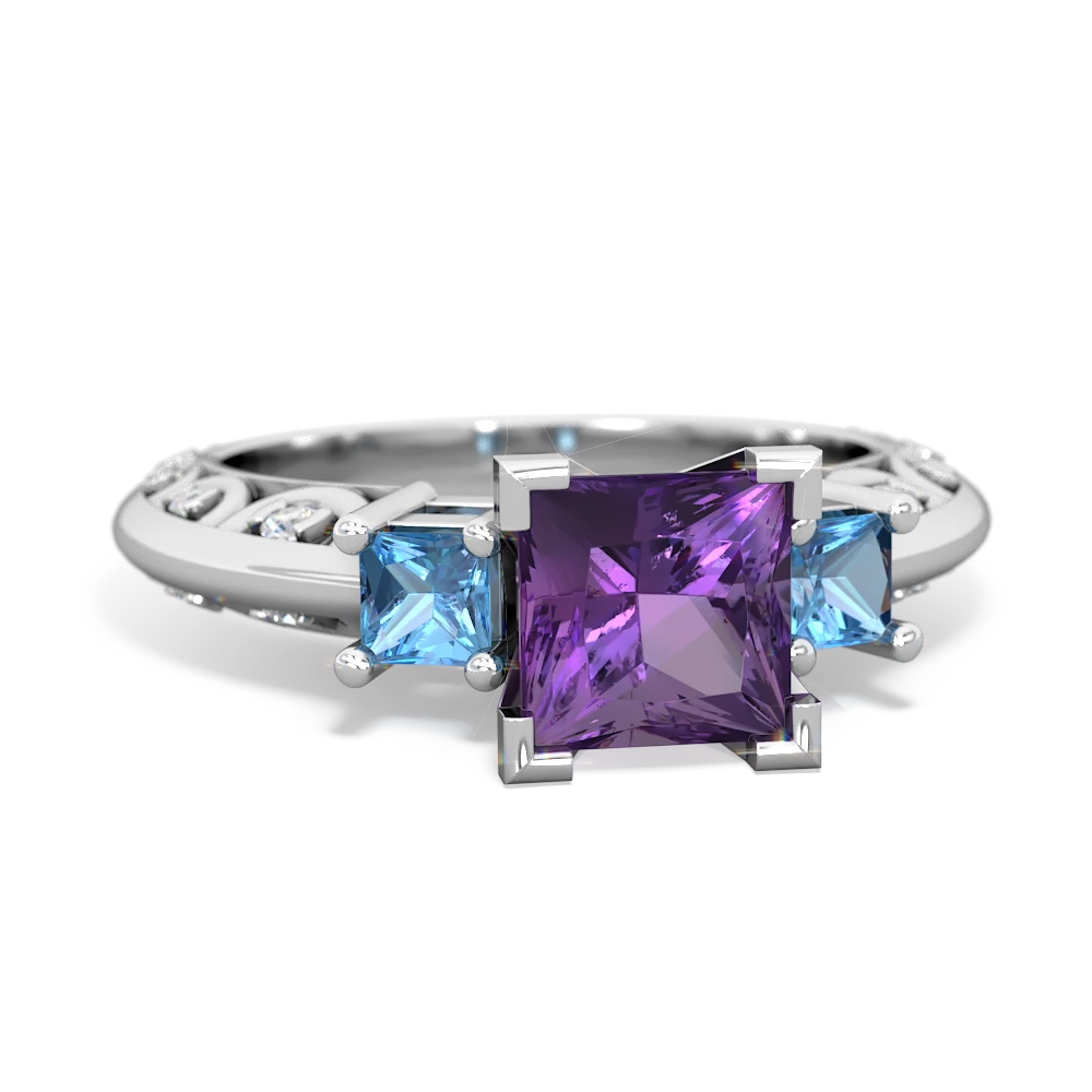 Amethyst Eternal Embrace Engagement 14K White Gold ring C2001