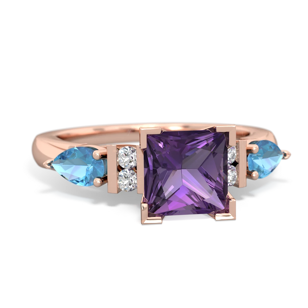 Amethyst 6Mm Princess Eternal Embrace Engagement 14K Rose Gold ring C2002