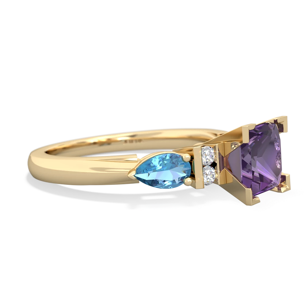 Amethyst 6Mm Princess Eternal Embrace Engagement 14K Yellow Gold ring C2002