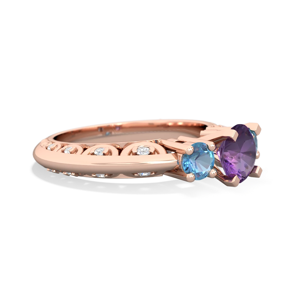 Amethyst Art Deco Eternal Embrace Engagement 14K Rose Gold ring C2003