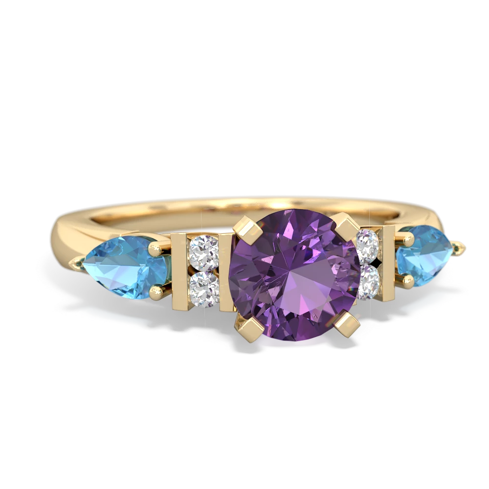 Amethyst 6Mm Round Eternal Embrace Engagement 14K Yellow Gold ring R2005