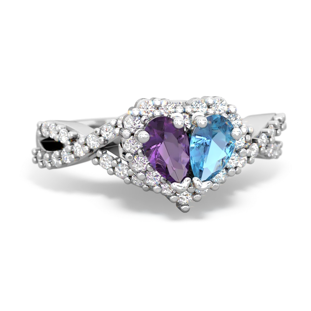 Blue topaz and amethyst sales engagement ring
