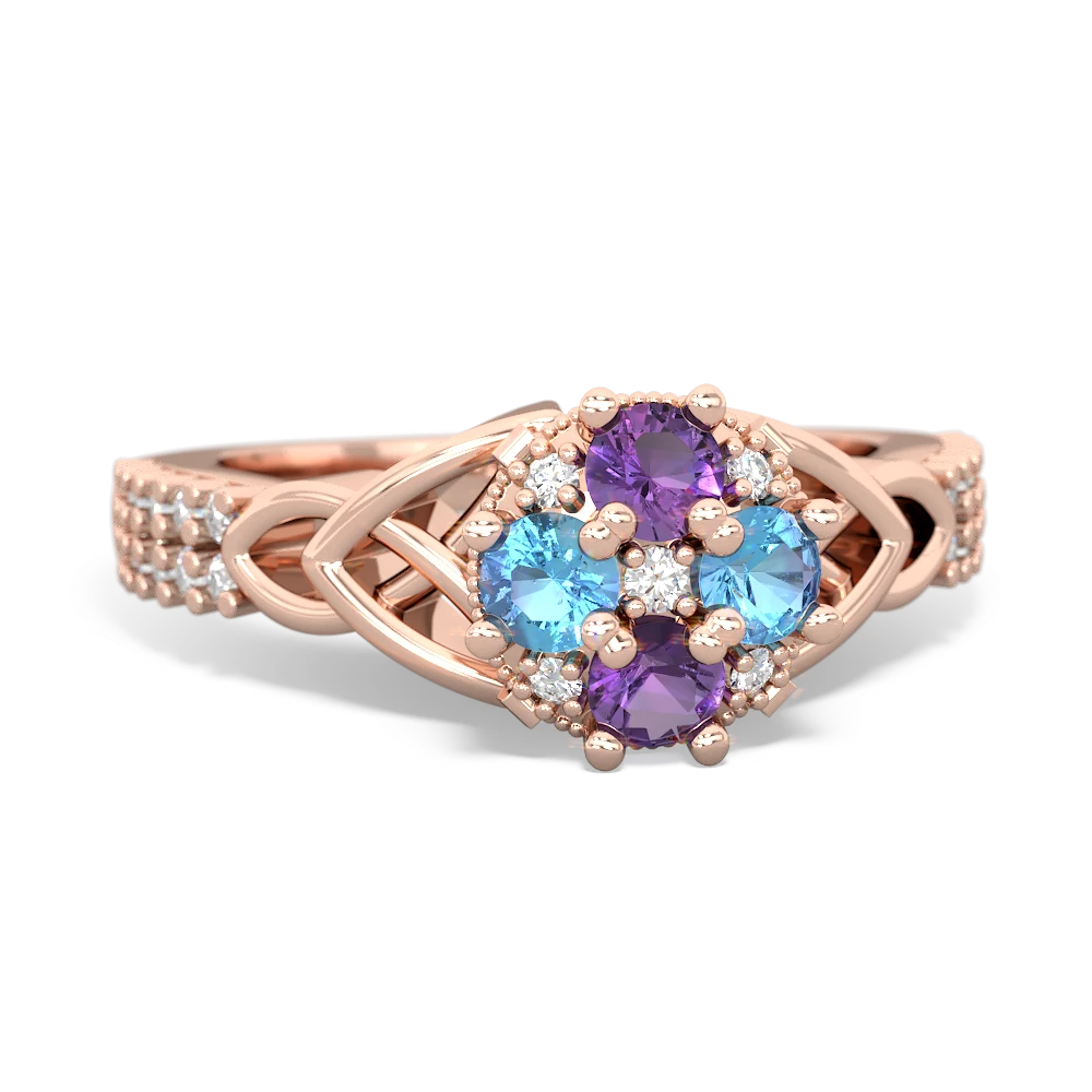 Amethyst Celtic Knot Cluster Engagement 14K Rose Gold ring R26443RD