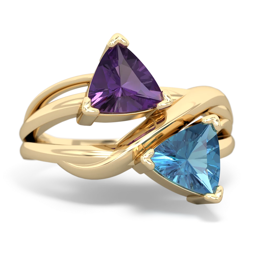 Amethyst Split Band Swirl 14K Yellow Gold ring R2341