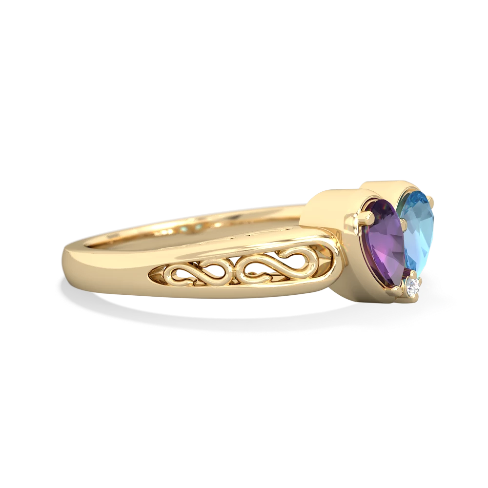 Amethyst Filligree 'One Heart' 14K Yellow Gold ring R5070