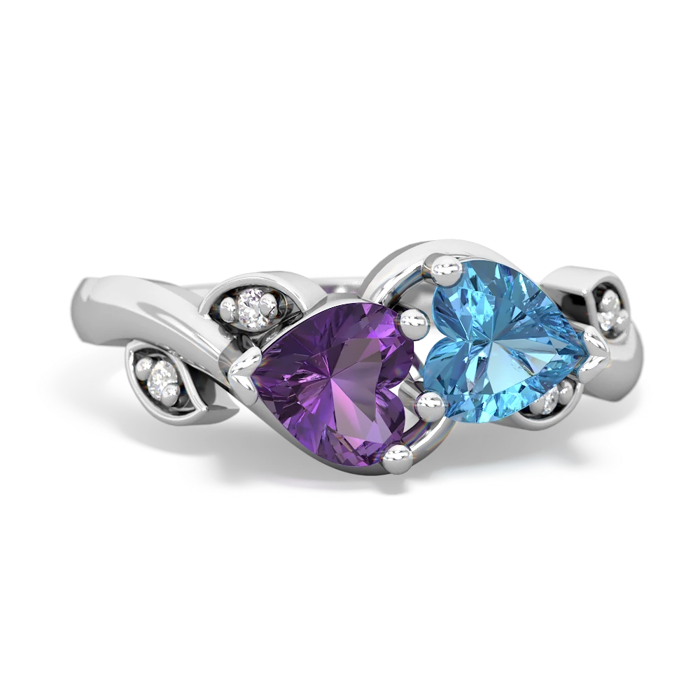 Amethyst Floral Elegance 14K White Gold ring R5790