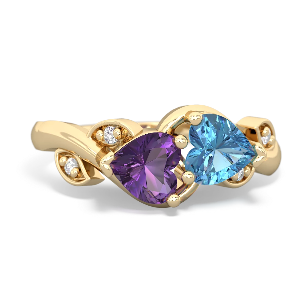 Amethyst Floral Elegance 14K Yellow Gold ring R5790