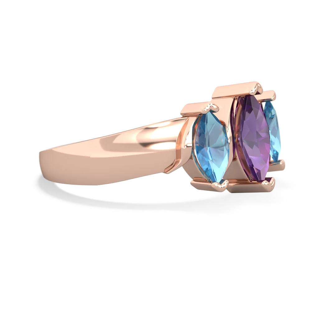 Amethyst Three Peeks 14K Rose Gold ring R2433