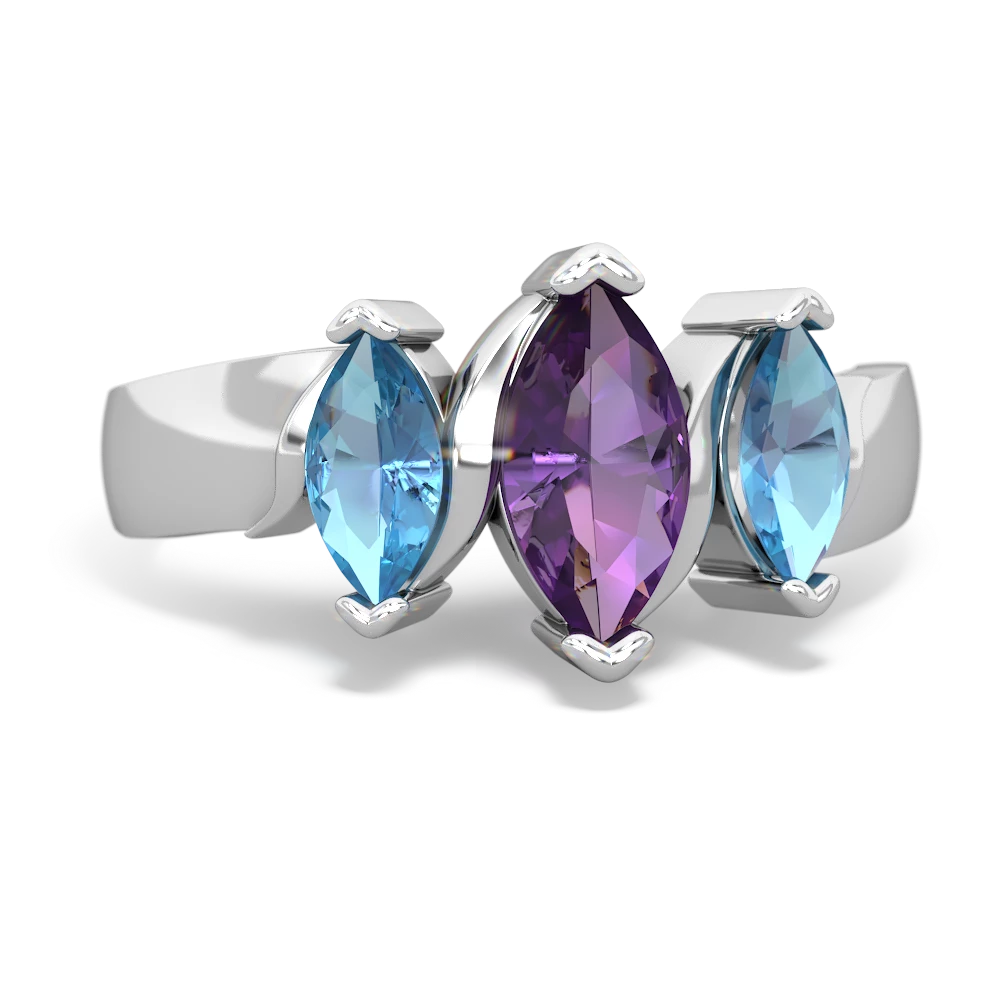 Amethyst Three Peeks 14K White Gold ring R2433