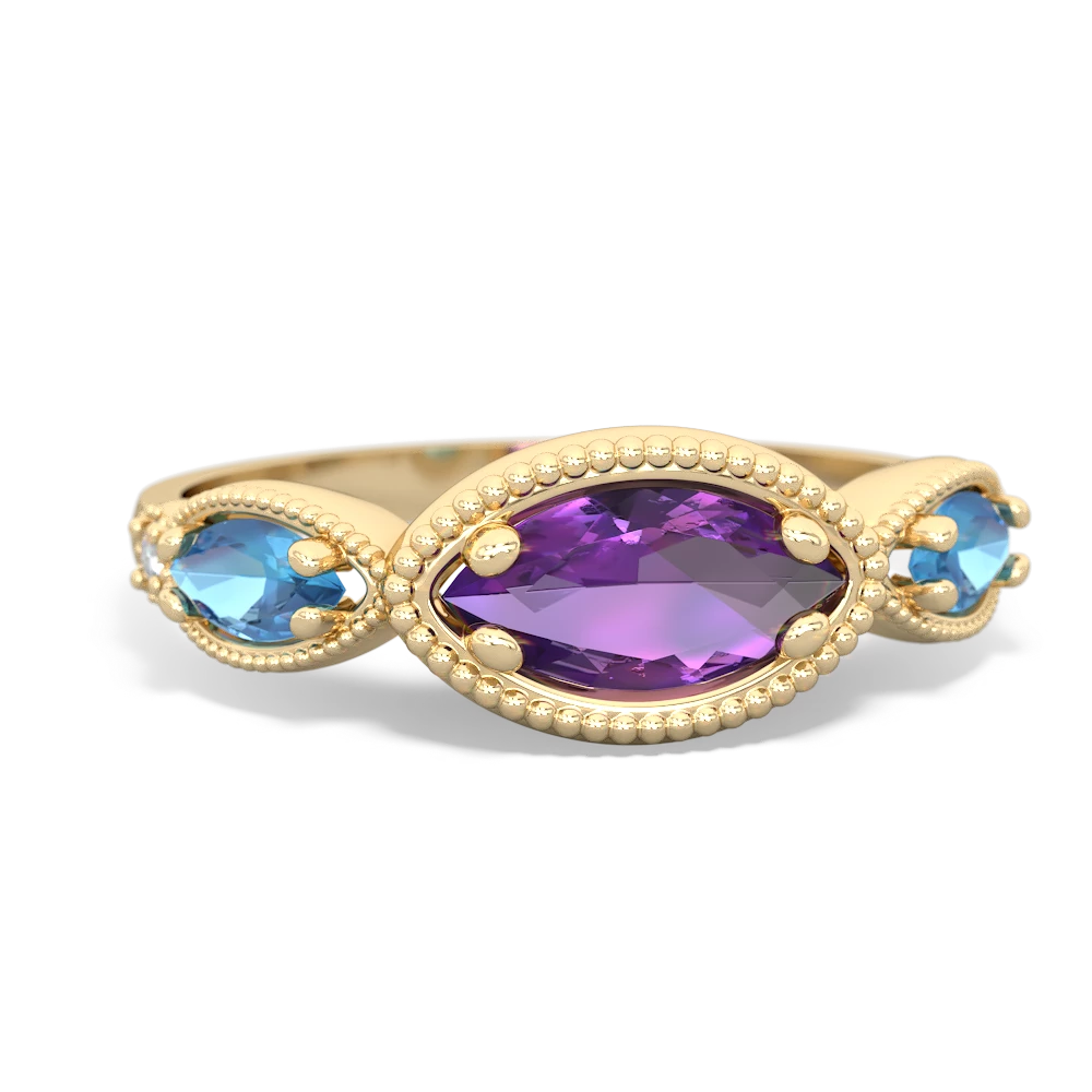 Amethyst Milgrain Marquise 14K Yellow Gold ring R5700