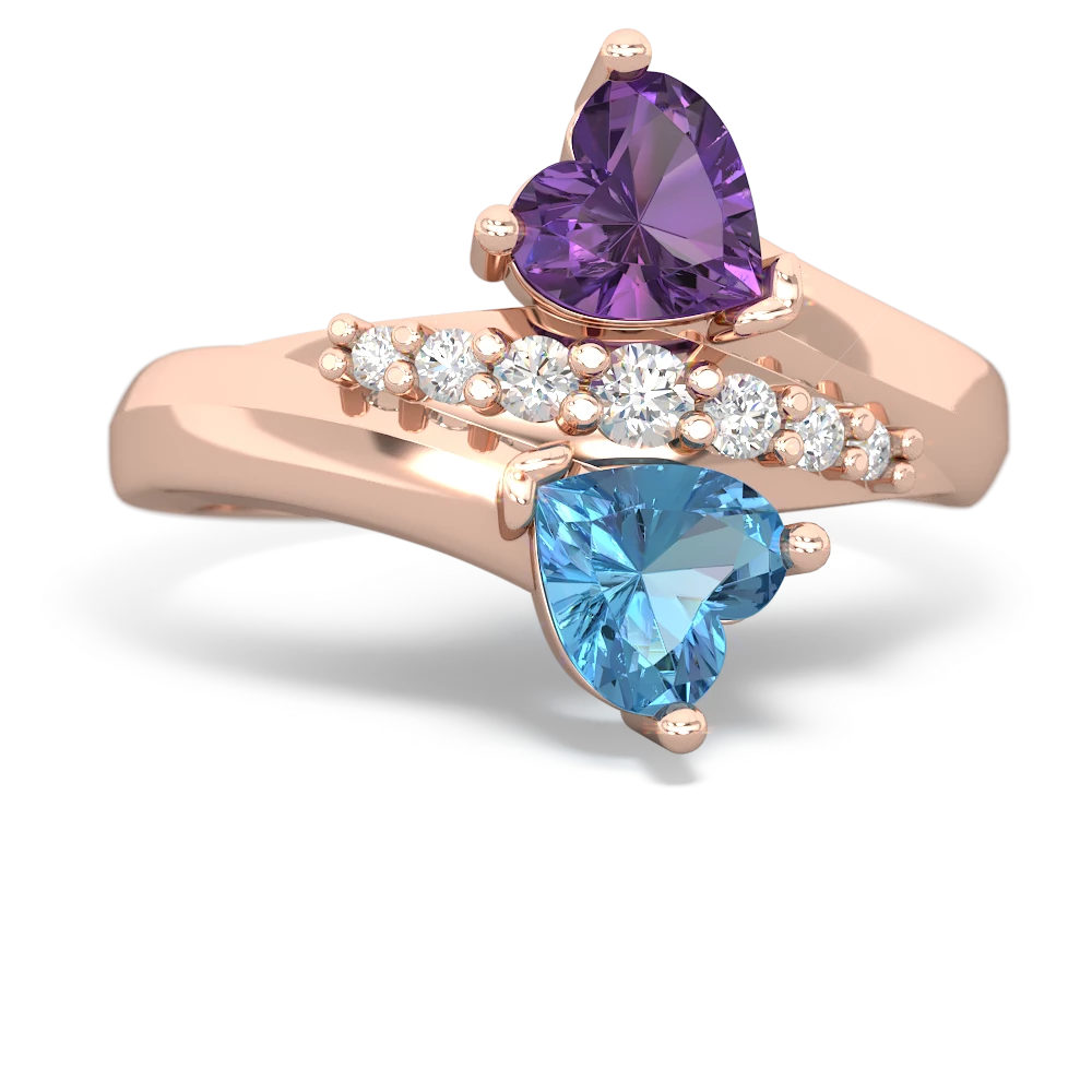 Amethyst Heart To Heart 14K Rose Gold ring R2064