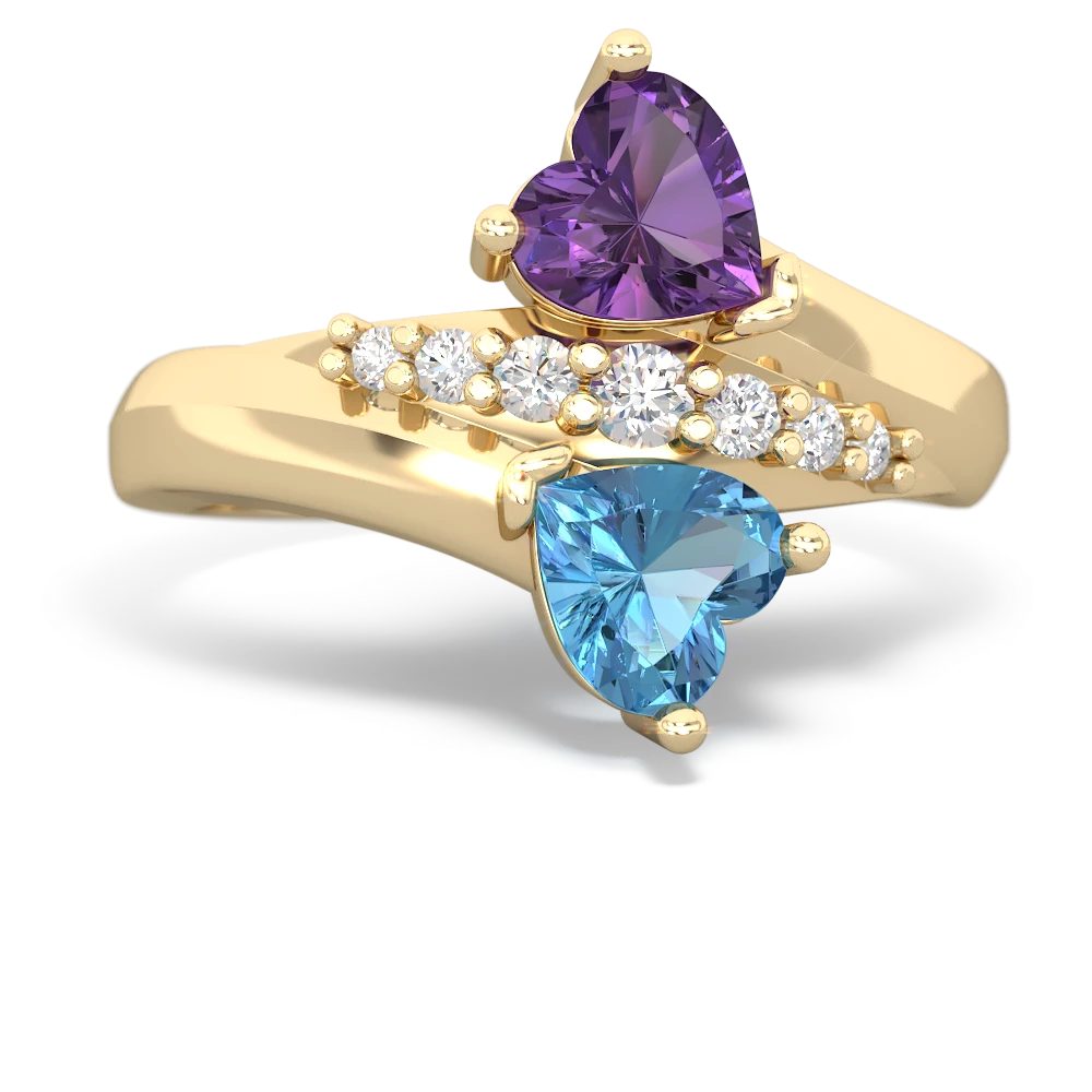 Amethyst Heart To Heart 14K Yellow Gold ring R2064