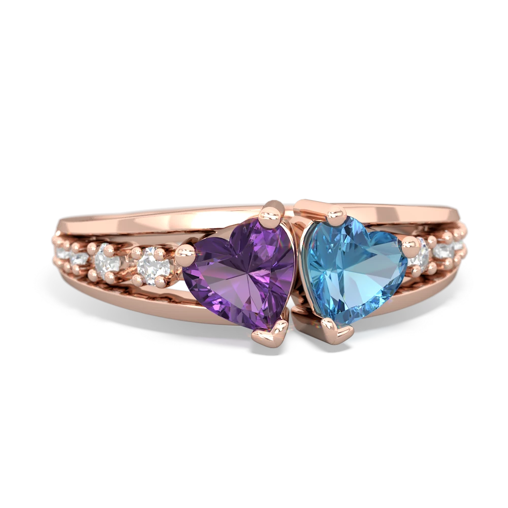 Amethyst Heart To Heart 14K Rose Gold ring R3342