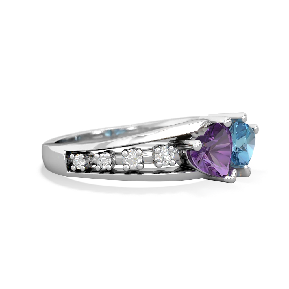 Amethyst Heart To Heart 14K White Gold ring R3342