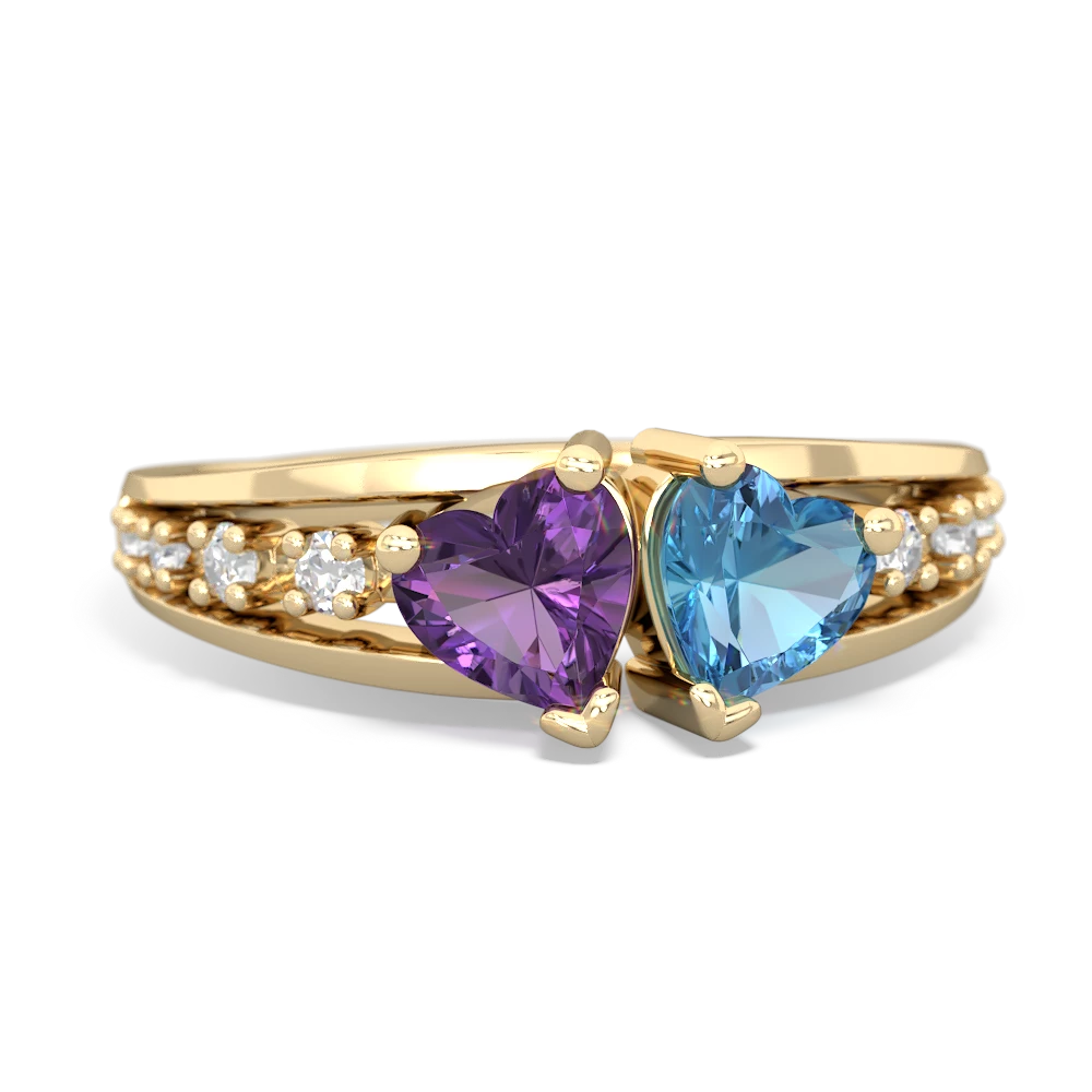 Amethyst Heart To Heart 14K Yellow Gold ring R3342