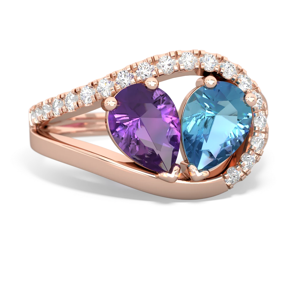 Amethyst Nestled Heart Keepsake 14K Rose Gold ring R5650