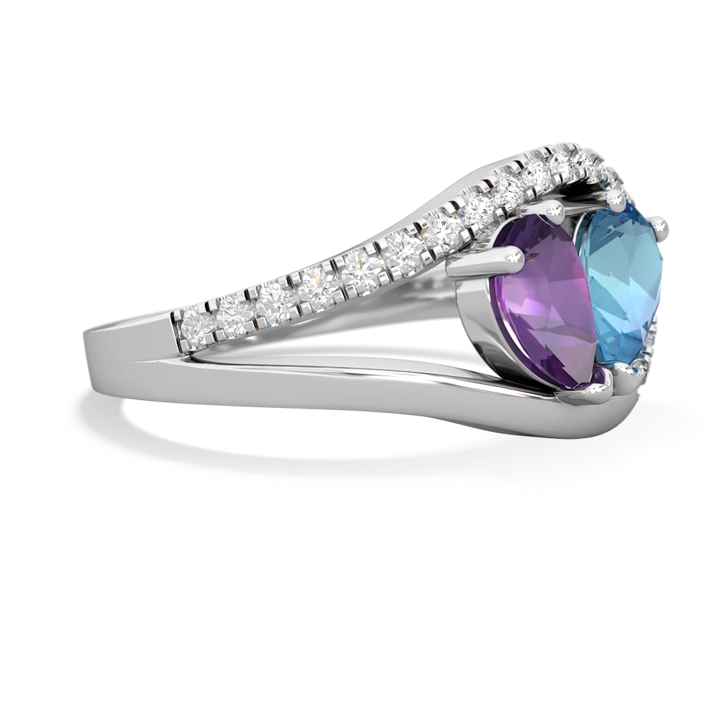 Amethyst Nestled Heart Keepsake 14K White Gold ring R5650