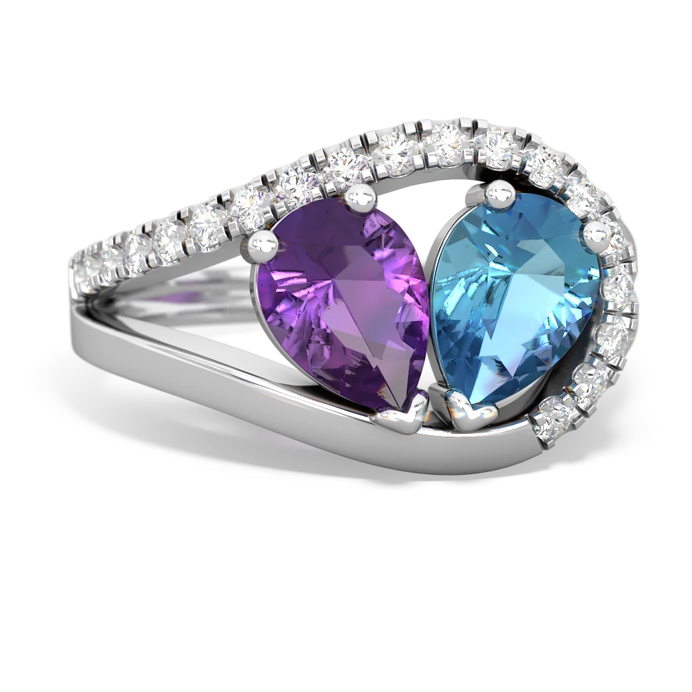 Amethyst Nestled Heart Keepsake 14K White Gold ring R5650