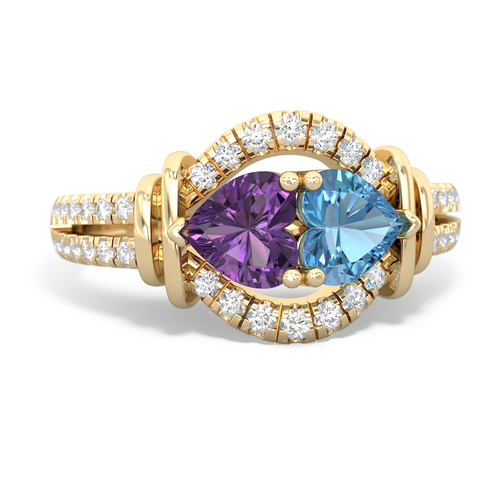 Amethyst Art-Deco Keepsake 14K Yellow Gold ring R5630