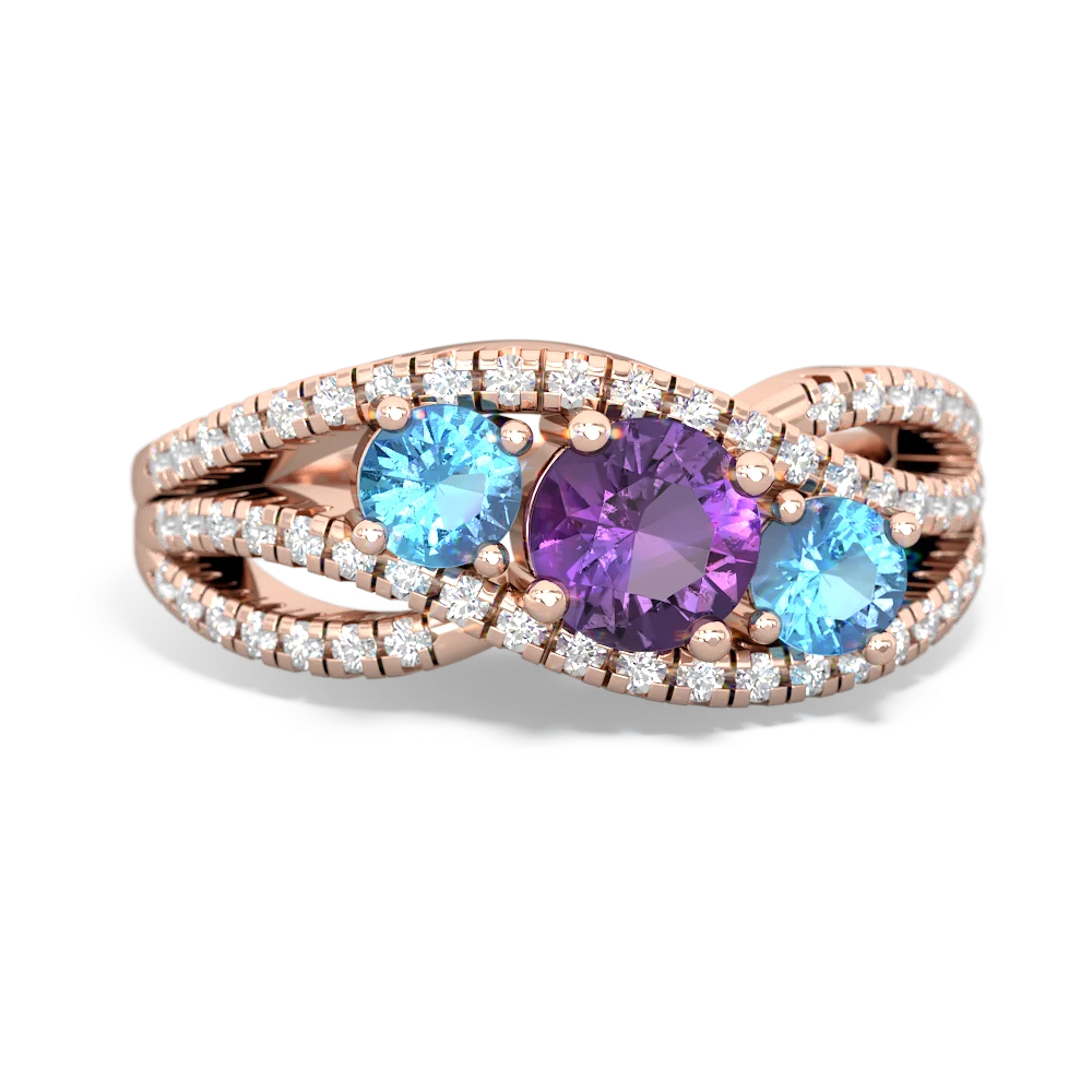 Amethyst Three Stone Aurora 14K Rose Gold ring R3080