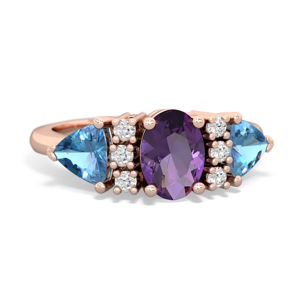 Amethyst Antique Style Three Stone 14K Rose Gold ring R2186