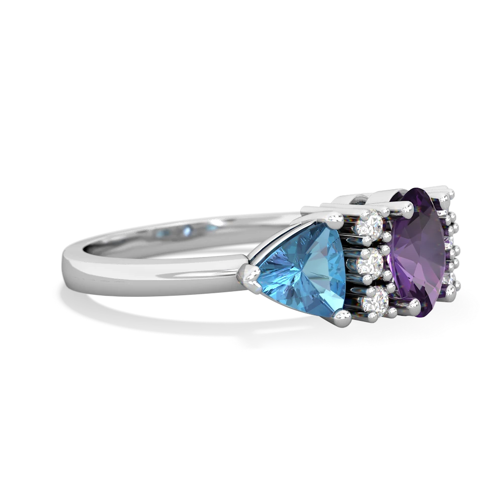 Amethyst Antique Style Three Stone 14K White Gold ring R2186