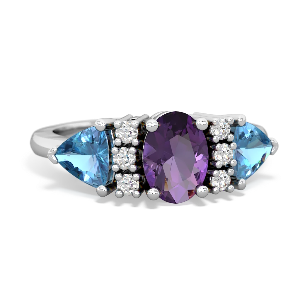 Amethyst Antique Style Three Stone 14K White Gold ring R2186