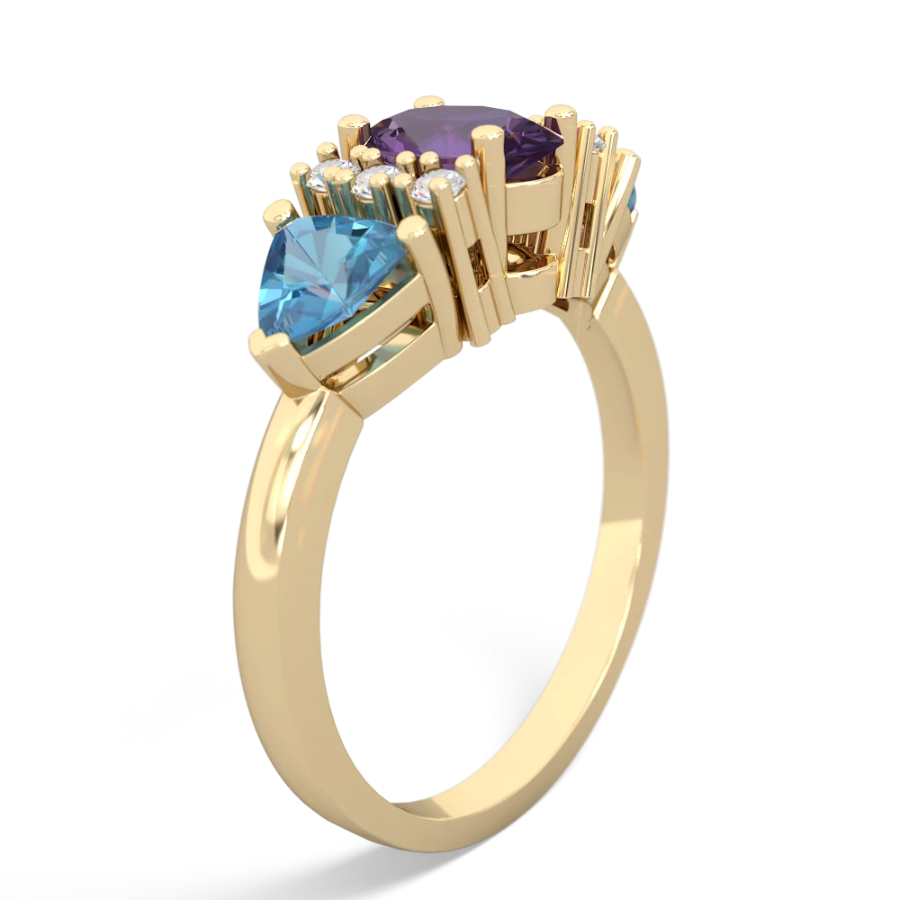 Amethyst Antique Style Three Stone 14K Yellow Gold ring R2186