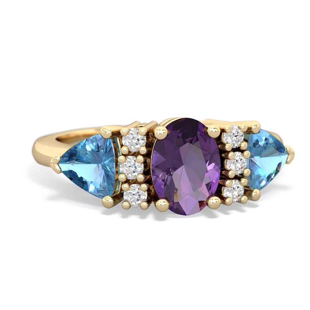 Amethyst Antique Style Three Stone 14K Yellow Gold ring R2186