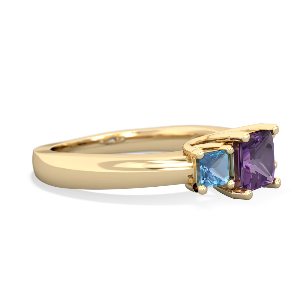 Amethyst Three Stone Trellis 14K Yellow Gold ring R4015