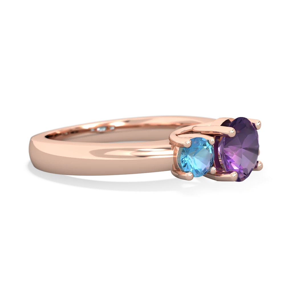 Amethyst Three Stone Round Trellis 14K Rose Gold ring R4018