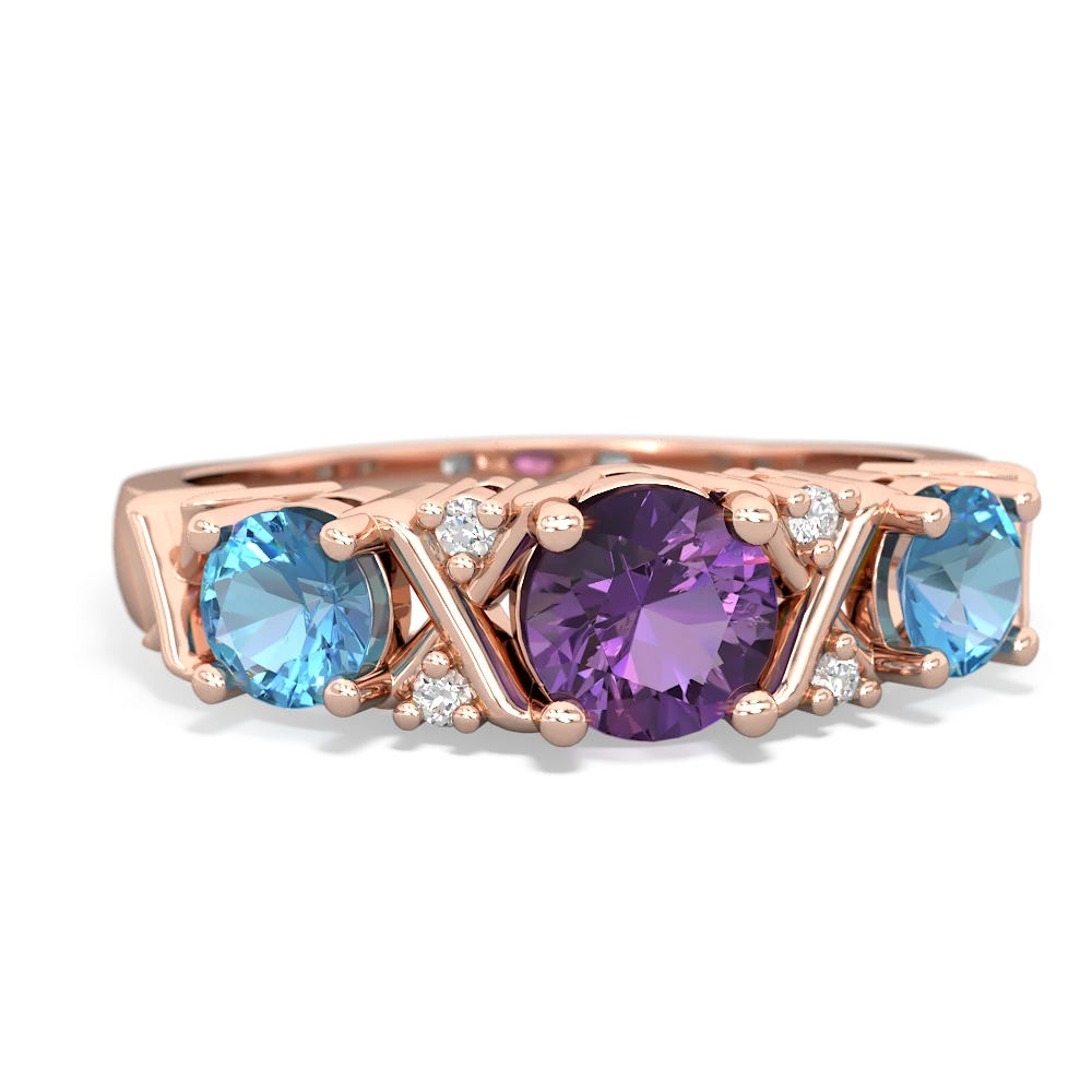 Amethyst Hugs And Kisses 14K Rose Gold ring R5016