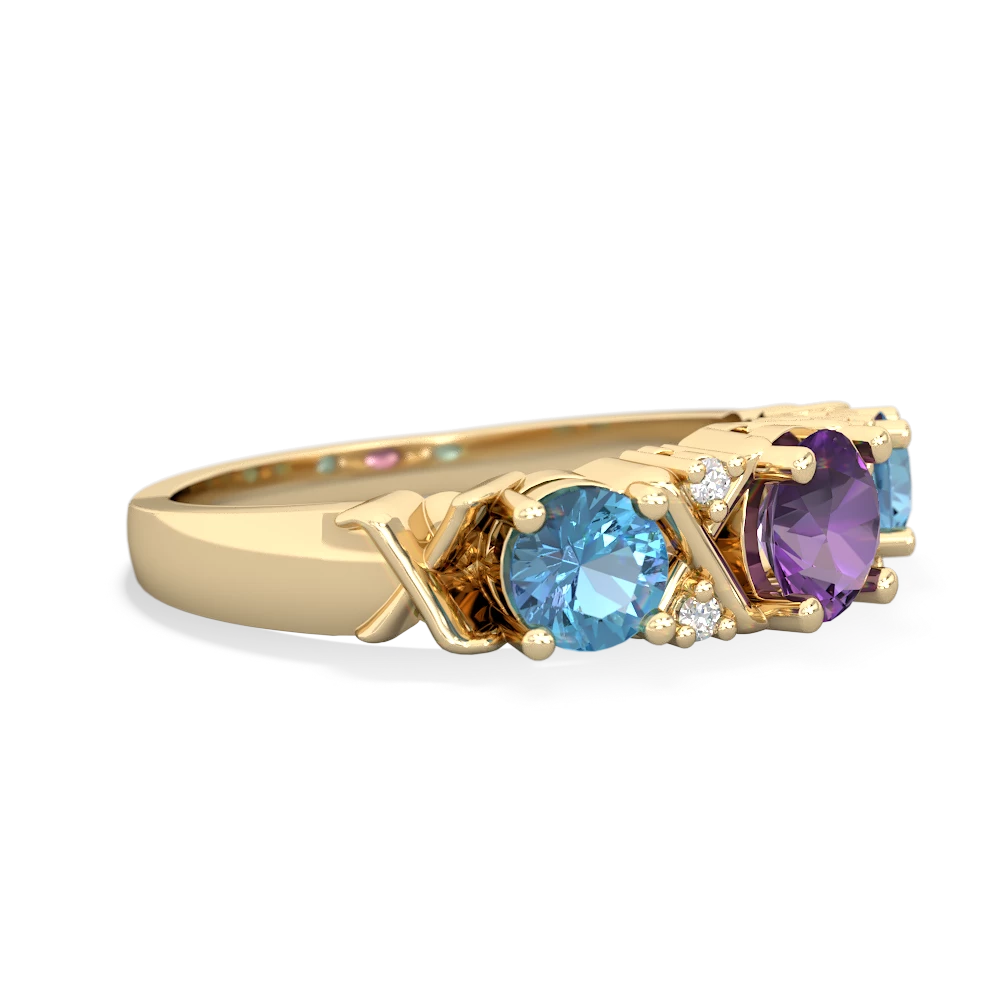 Amethyst Hugs And Kisses 14K Yellow Gold ring R5016