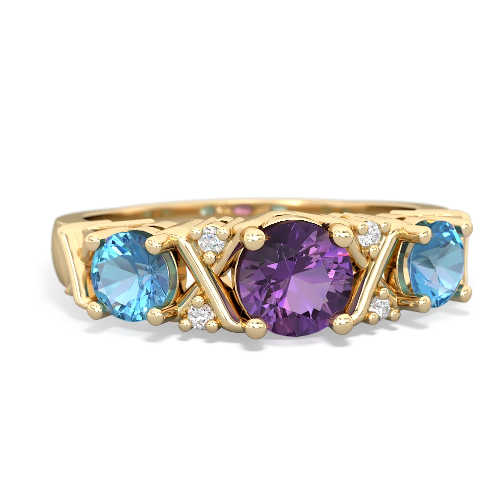 Amethyst Hugs And Kisses 14K Yellow Gold ring R5016