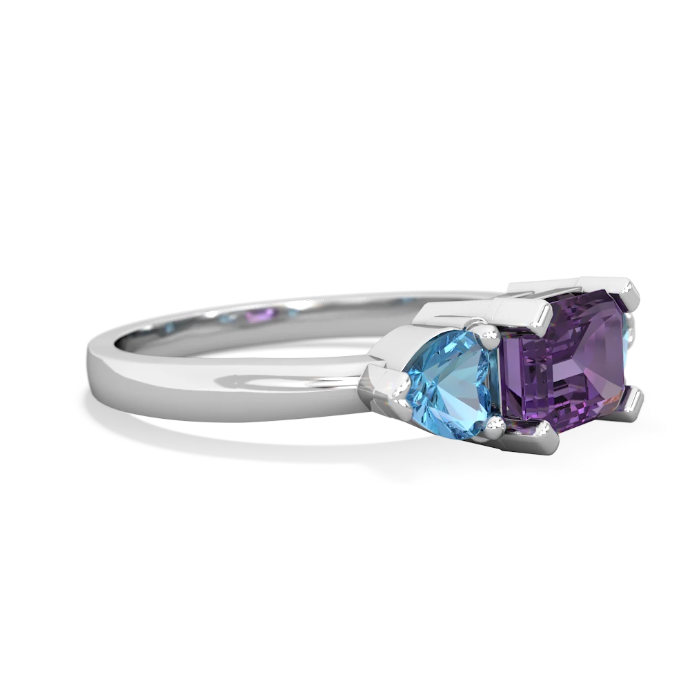 Amethyst Three Stone 14K White Gold ring R5235