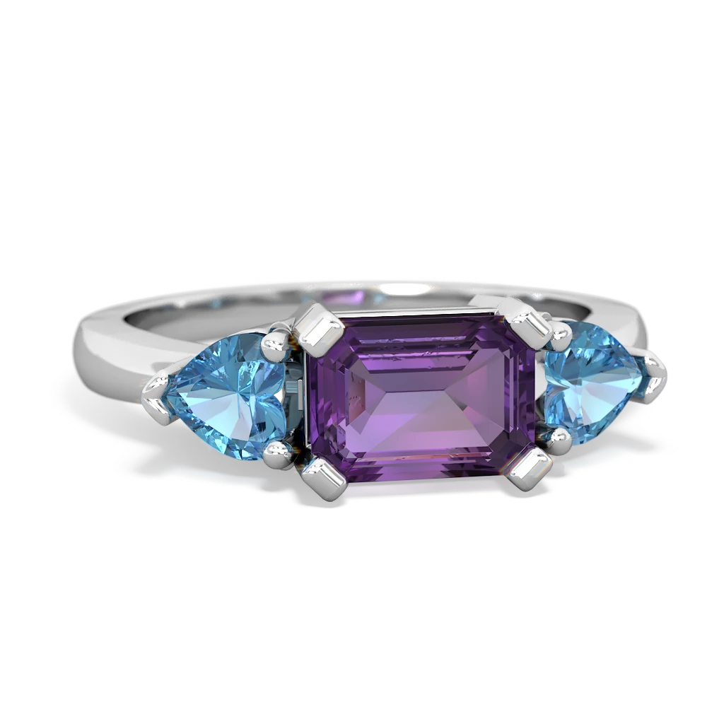 Amethyst Three Stone 14K White Gold ring R5235