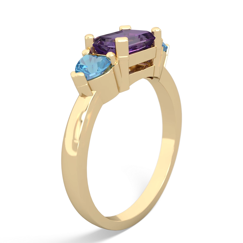 Amethyst Three Stone 14K Yellow Gold ring R5235