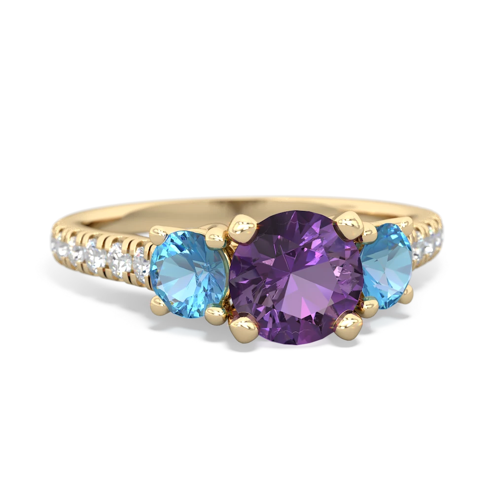 Amethyst Pave Trellis 14K Yellow Gold ring R5500